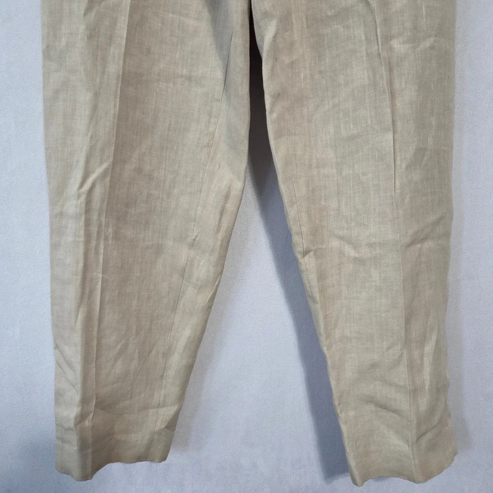 COS Linen Trousers Women 48 Beige Straight Leg Lined Pants Office Preppy Minimal